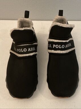 U.S. Polo Assn. Black Slip-On Faux-Sherpa Lined Shoes